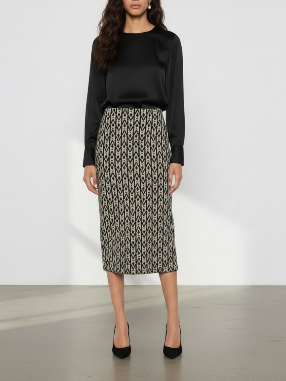 Mackage Jacquard Monogram Geometric Pattern Knitted Skirt Size S